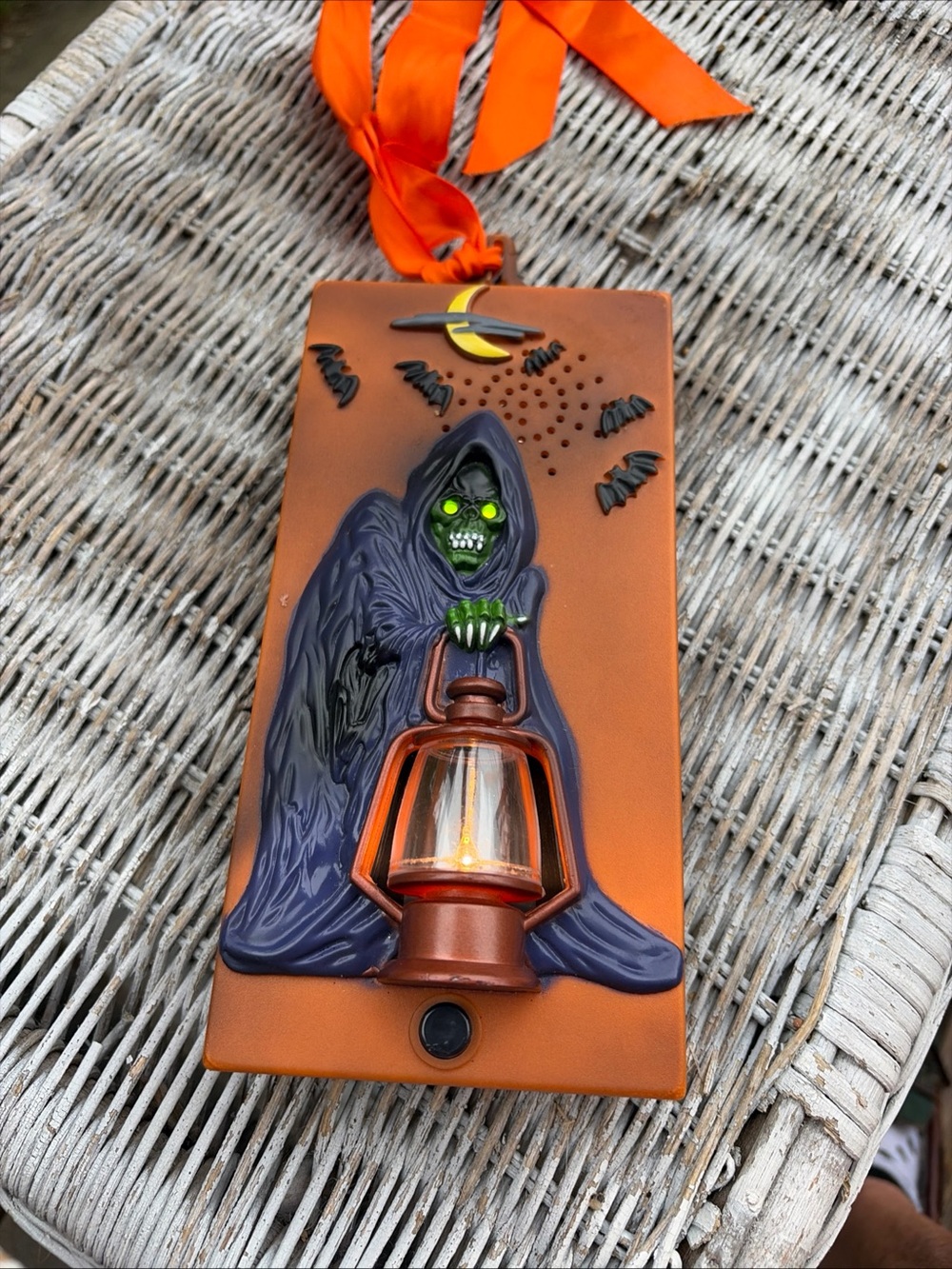 Vintage 1995 Halloween Grim Reaper scary doorbell ringer tested works excellent